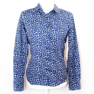 AGNES B. Paris Long Sleeve Blue Hearts Print Shirt